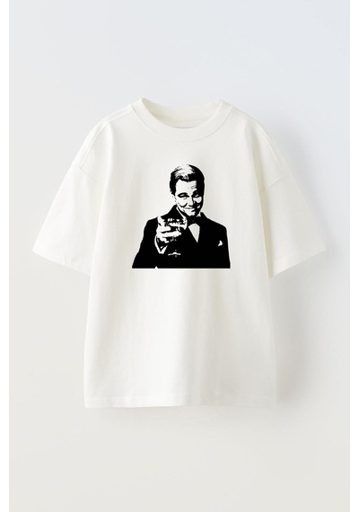 Thewert Unisex Great Gatsby Poster Tasarım Baskılı Pamuk Beyaz Oversize T-shirt