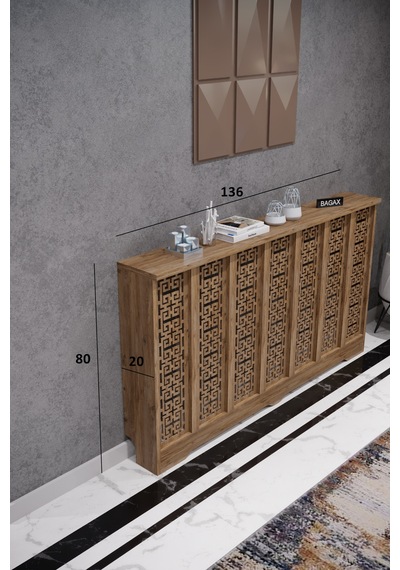 Dekoratif Petek Kaplama Modern Kalorifer Peteği Gizleme Ünitesi 11 Desen 9 Renk İç Ölçü 136 Cm Dış Ölçü 140 Cm Petek 136 Çam D5