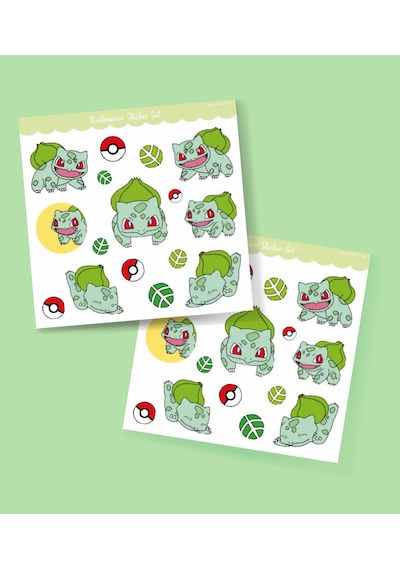 Pokemon Sticker Set -2'li- Balbazar Bulbasaur Etiket Kağıdı - Süsleme Telefon Etiketi Minithingsart