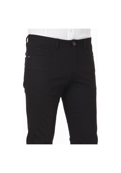Ramsey Siyah Dokuma Slim Fit Casual Pamuk Karışımlı Pantolon