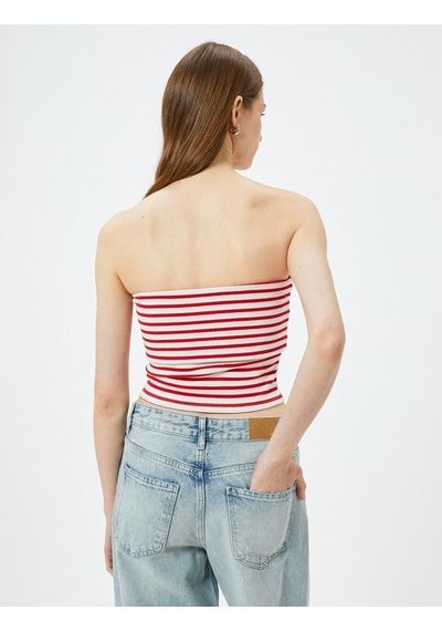 Koton Straplez Üst Kat Detaylı Ribanalı Slim Fit Kırmızı Çizgili 4sak10698ek Kırmızı Çizgili Koton Straplez Üst Kat Detaylı Ribanalı Slim Fit Kırmızı Çizgili 4sak10698ek Kırmızı Çizgili
