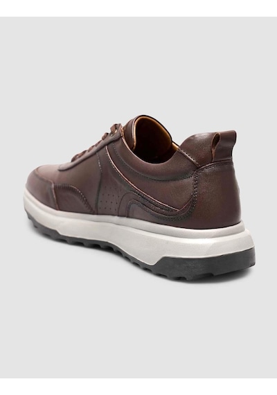 Hakiki Deri Bağıcıklı Kahverengi Erkek Sneaker Kahverengi