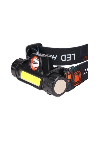 Şarjlı Ledli Kafa Lambası 1200 Lümen Cob Led Siyah