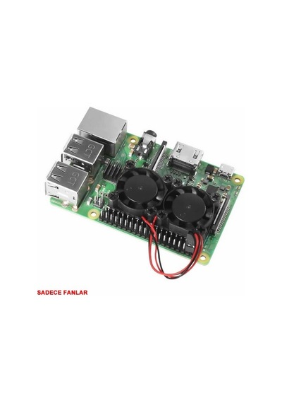 Raspberry Pi Çift Fanlı Alüminyum Soğutucu Dual Fan Heatsink Aktif Cpu Soğutma Modülü Raspberry Pi 4