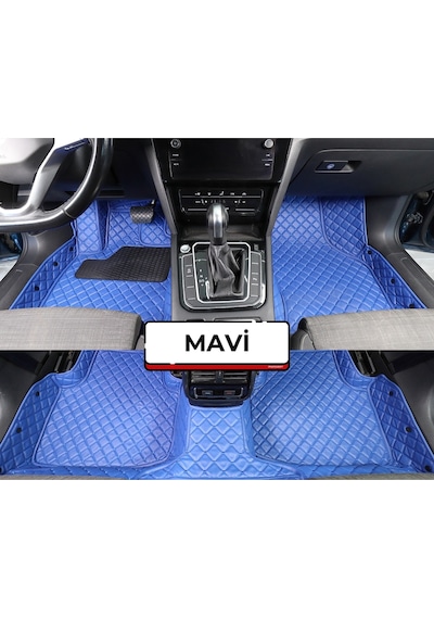 Fıat Doblo Geniş Aile 2012-2023 Özel Mavi Renk 8d Diamond Premium Kaymaz Deri Oto Paspas