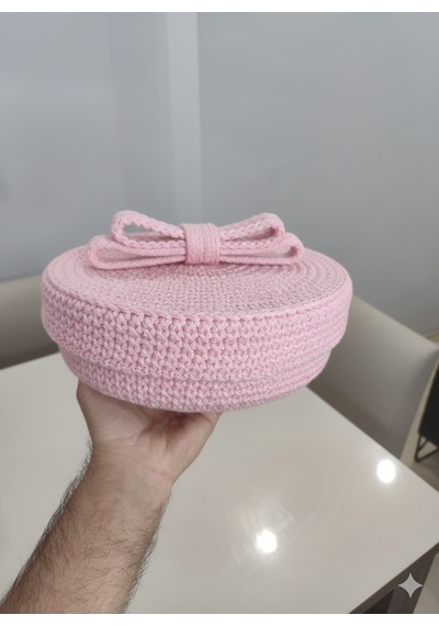 El Örmesi Kalp Kapaklı Organizer Sepet Pudra Pembe