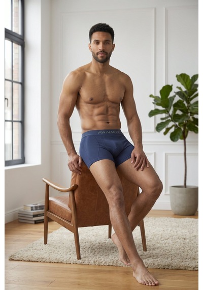 Fit Women Erkek Rahat Esnek Seamless 3 Lü Lacivert Boxer