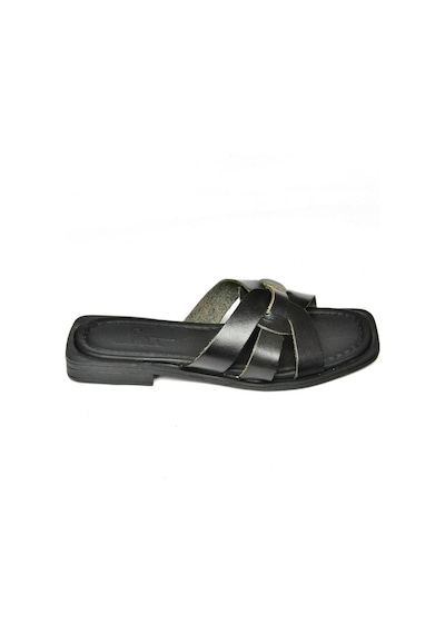 Fox Shoes S291045603 Siyah Hakiki Deri Kadın Terlik Siyah
