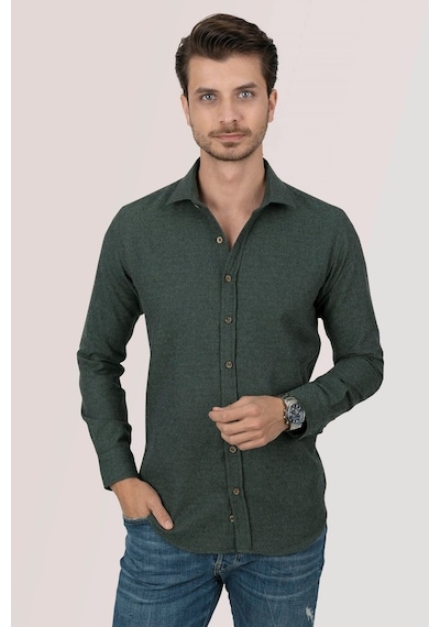 Koyu Yeşil Oduncu Slimfit Erkek Gömlek Yeşil