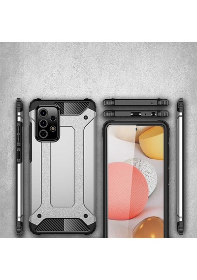 Ekılıf - Samsung Galaxy A72 Uyumlu - Kılıf Çift Katman Zırh Tank Crash Military Kapak - Siyah