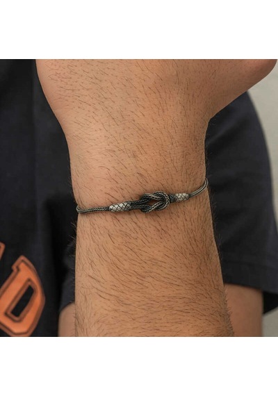 Gümüş Kazaziye Düğüm Bileklik Sl1695 Gümüş