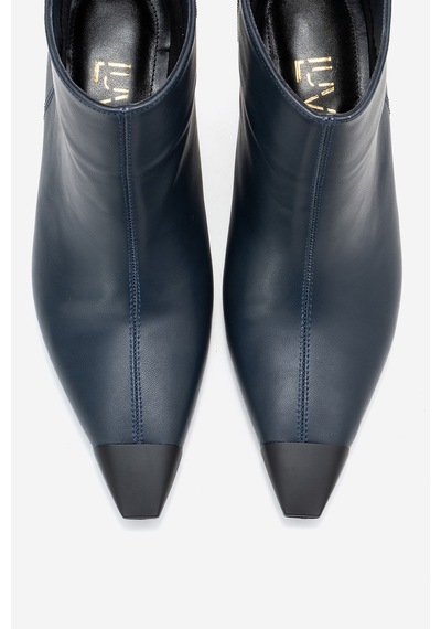 Luvishoes Luvi Shoes Rassel Lacivert Cilt Mat Burunlu Kadın İnce Topuklu Bot Lacivert