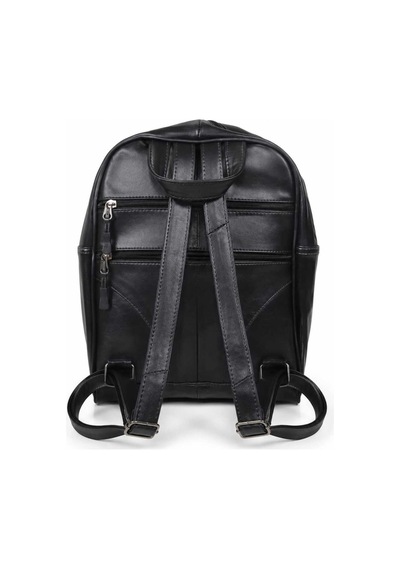 Levano Leather Hakiki Dana Derisi Siyah Kadın Sırt Çantası Çok Bölmeli, Fermuarlı, Ayarlanabilir Askılı Günlük Deri Çanta Siyah