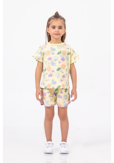 Harika Kids Kız Çocuk Kısa Kollu Şortlu Tavşan Baskılı Yazlık Basic Takım 2-5 Yaş 001