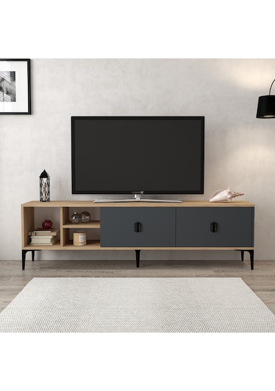3805 Era Tv Ünitesi 180 Cm 2 Kapaklı Raflı Sepet - Antrasit Tv Sehpası Antrasit - Sepet Çok Renkli 3805 Era Tv Ünitesi 180 Cm 2 Kapaklı Raflı Sepet - Antrasit Tv Sehpası Antrasit - Sepet Çok Renkli