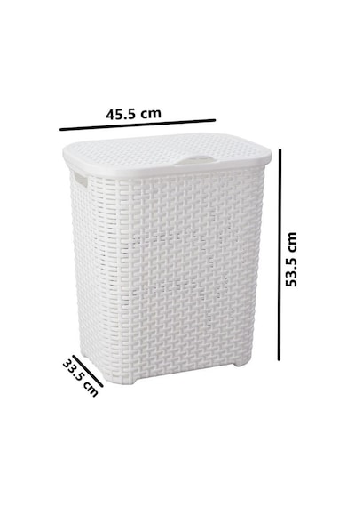 Omnipazar Sy-4626 Plastik Küçük Hasır Desen Kirli Çamaşır Sepeti Beyaz
