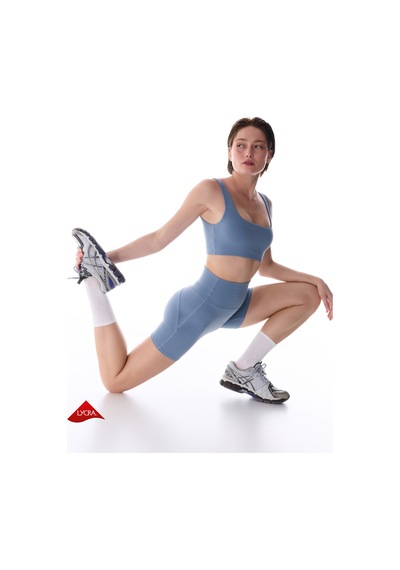 Penti LYCRA Mavi Cream Hafif Destek Kare Yaka Çıkarılabilir Pedli Spor Sütyeni