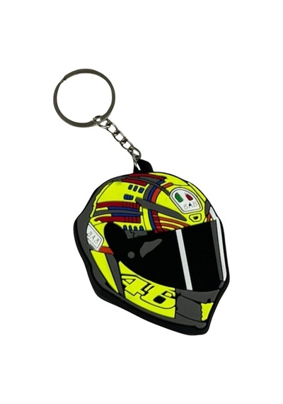 Mini Silikon Kask Anahtarlık - Sarı-siyah Çok Renkli