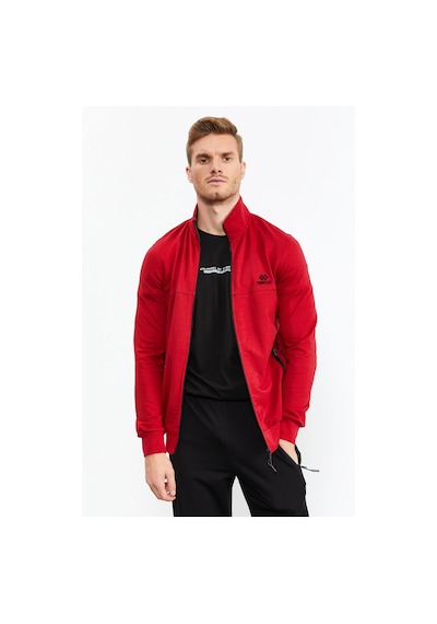 Tommy Life Kırmızı - Siyah Dik Yaka Fermuarlı Standart Kalıp Klasik Paça Erkek Eşofman Takımı - 85152 Kırmızı - Siyah