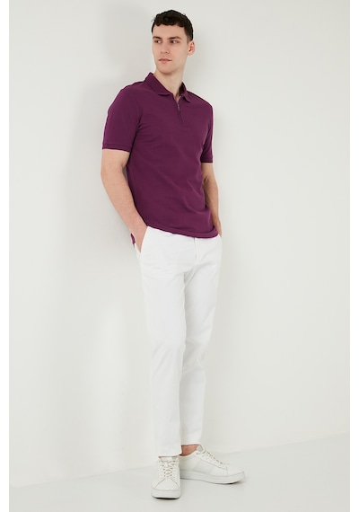 Buratti Pamuklu Regular Fit Yarım Fermuarlı Erkek Polo Yaka T Shirt 5903008 Mürdüm