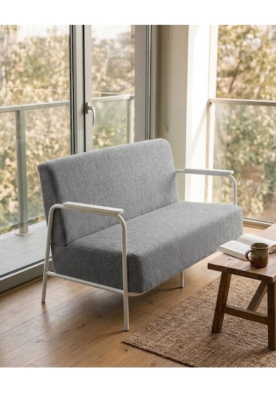 Atlas İkili Koltuk Calve Kumaş Beyaz Metal İskeletli Ofis Balkon Bekleme Koltuğu - Açık Gri Atlas İkili Koltuk Calve Kumaş Beyaz Metal İskeletli Ofis Balkon Bekleme Koltuğu - Açık Gri