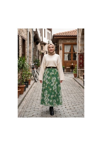 Maşuka Yeşil Floral Desenli Şifon Etek - Astarlı Şık Maxi Etek Yaprak Yeşil - Desenli Yaprak Yeşil - Desenli Maşuka Yeşil Floral Desenli Şifon Etek - Astarlı Şık Maxi Etek Yaprak Yeşil - Desenli Yaprak Yeşil - Desenli