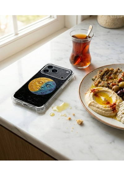 Printify Infinix Smart 8 İle Uyumlu Şeffaf Silikon Kılıf Uv Baskılı Esnek Tpu Kapak Güneş Ve Ay No3