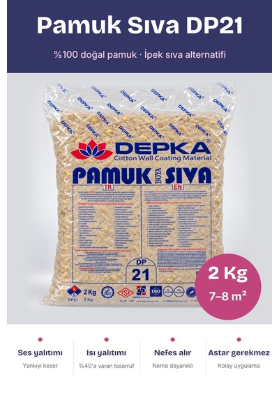 Depka Pamuk Sıva Dp21 2 Kg 7-8 M² İpek Sıva Alternatifi Isı Ve Ses Yalıtımlı Dekoratif Sıva