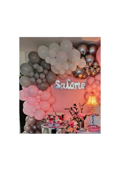 Pastel Balon Krom Balon Karışık Konsept Balon Zincir A