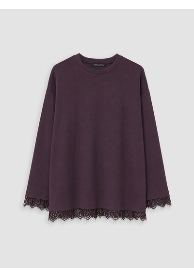Lcw Modest Mürdüm Soft Touch Kadın Sweatshirt Tunik