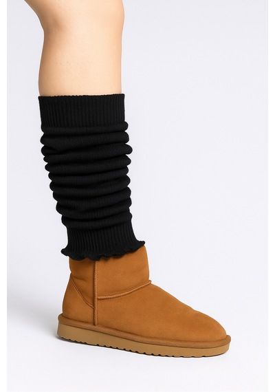Ozzy Socks Aerobik Tozluk Akrilik Triko Örgü Leg Warmer Ayak Isıtıcı Siyah Siyah