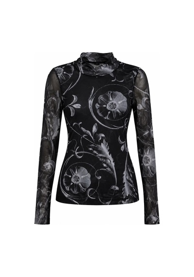 Bb Butik Basic Desenli Transparan Tül Uzun Kollu Bluz Fk3535 Desen 1