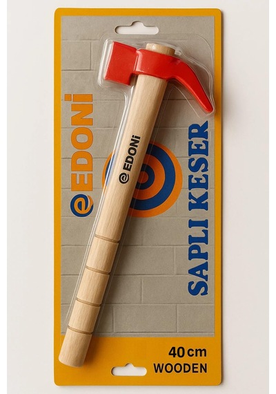 Eltos Edoni Saplı Keser, 40 Cm Ahşap Saplı, Kalın Uçlu, Döküm Başlıklı, Ergonomik Tasarımlı, Dayanıklı El Aleti, Marangozluk Ve İnşaat İçin Ekonomik Çözüm, Vakumlu Ambalaj