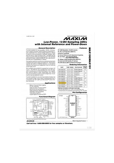 Maxim Analog Devıces Max190bewg