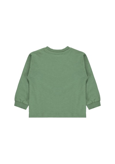 Silversun Kids Silversun Basic Etiket Armalı 2-7 Yaş Sweatshirt - Haki Koyu Haki