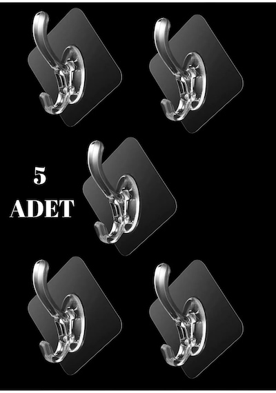 5 Adet Kendinden Yapışkanlı Banyo&mutfak Askı Aparatı Şeffaf