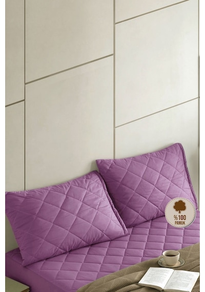 Formeya Pamukkale Alez Lila %100 Pamuk Kapitone Yastık Koruyucu Alez 2 Adet 50X70