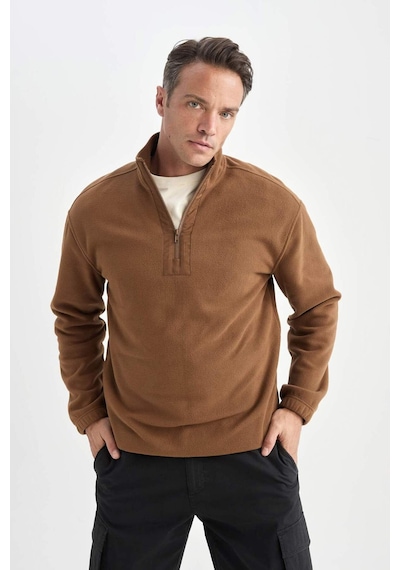 DeFacto Relax Fit Dik Yaka Fermuarlı Polar Sweatshirt D2688AX24AUBN164