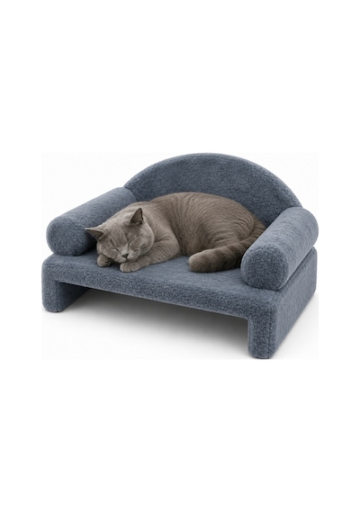 Reyo Pet Peluş Kedi Koltuğu Kedi Kanepesi Kedi Yatağı Evcil Hayvan Dinlenme Koltuğu Rahat Kedi Sofa Yatağı 45 x 33 x 25 CM Çelik Mavisi