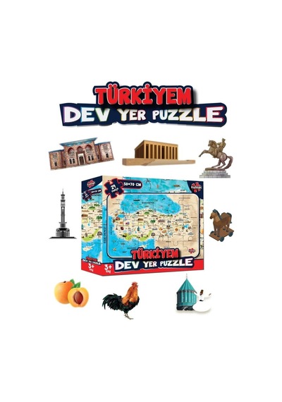Türkiyem Dev Yer Puzzle - 24 Parça Eğitici Oyuncak Yapboz Seti