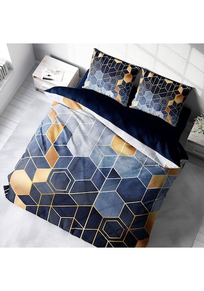 Monohome Arty Blue 3D Pamuk Saten Çift Kişilik Nevresim Takımı Mavi