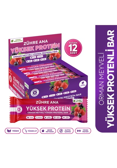 Orman Meyveli Yüksek Proteinli Bar, Şeker İlavesiz 40 Gr X 12 Adet