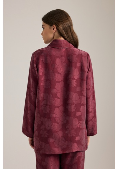 Aker Bordo Dokulu Kruvaze Kapama Pijama Üstü Bordo Bordo