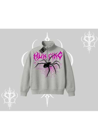 Startmore Beyaz Yarım Fermuarlı Sweatshirt Autumn Spider Gri