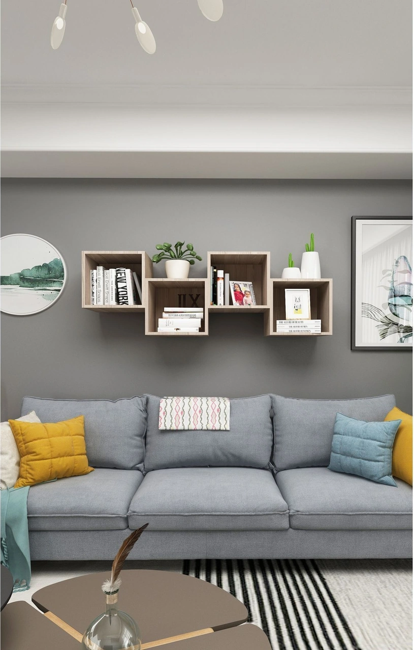 Kitaplık Kare Duvar Rafı Salon 4 Lü Arkalıklı Mobilya Takım Cordoba Cordoba