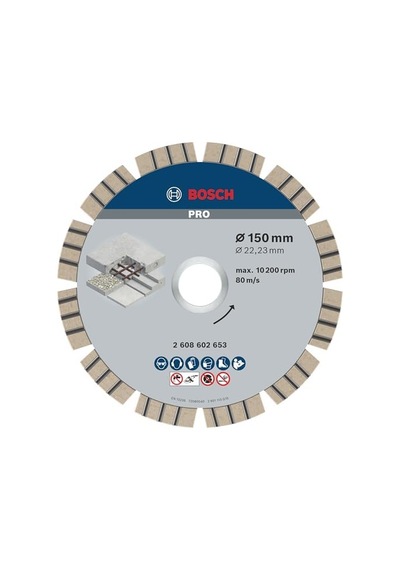 Elmas Kesme Diski Beton İçin En İyisi, 150 X 22,23 X 2,4 X 12 Mm, 2608602653