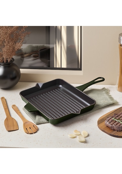 Aryıldız Duo Cast Grill Tava Fesleğen 26x32 Cm Renkli