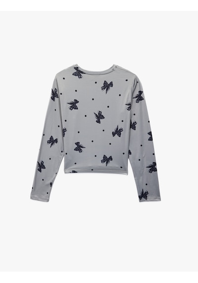 Koton Fiyonk Desenli Rahat Kesim 2'li Pijama Takımı Gri Desenli 6wlk40263mk