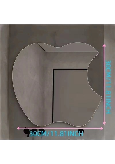 Mey İthalat Apple Tasarım Kırılmayan Pleksi Duvar Aynası - 30x30 Cm Modern Dekoratif Ayna Çok Renkli