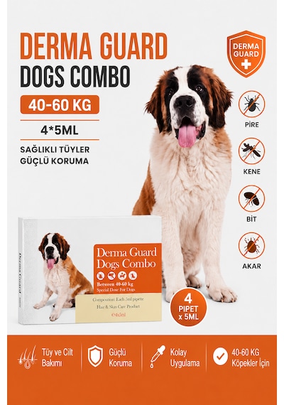 Lion Paw 40-60 Kg Köpek Dış Ense Deri Damlası Pire Bit Kene Deri Bakımı Için Bitkisel Damla 4x5 Ml